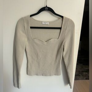 Aritzia women’s beige knit top ribbed
